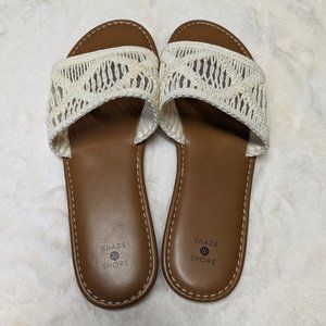 NWOT Size 12 Never Worn Ivory Crochet Sandals